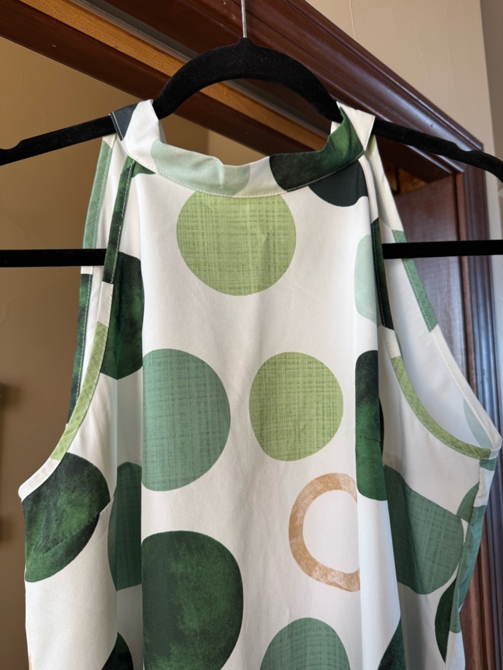 Green Polka Dot Sleeveless Halter Mini Dress or Tunic Top